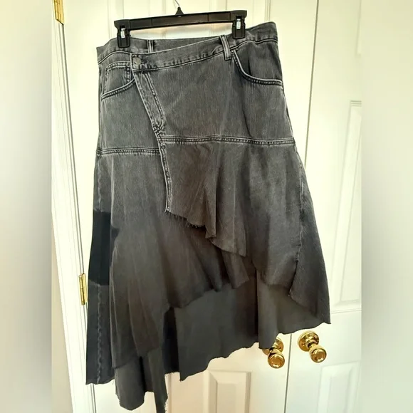 Topshop Charcoal Asymmetrical Skirt - Picture 2 of 5